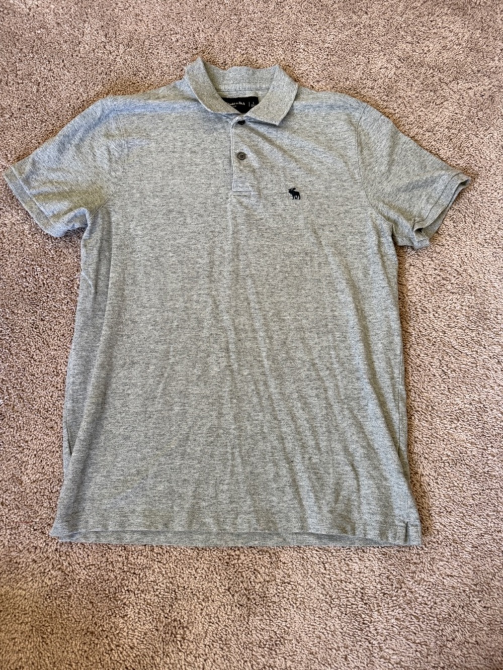 Abercrombie & Fitch Gray Polo with Navy Moose Logo